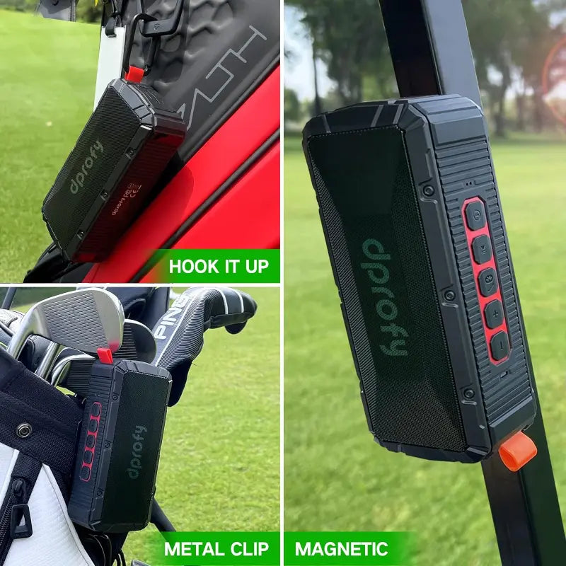 Dprofy Pro Portable Magnetic Bluetooth Golf Speaker Wireless Waterproof Magnetic Golf Speakers for Golf Cart 24Hour Battery Golf Accessories Golf Gifts(Tws & SD Card Function)