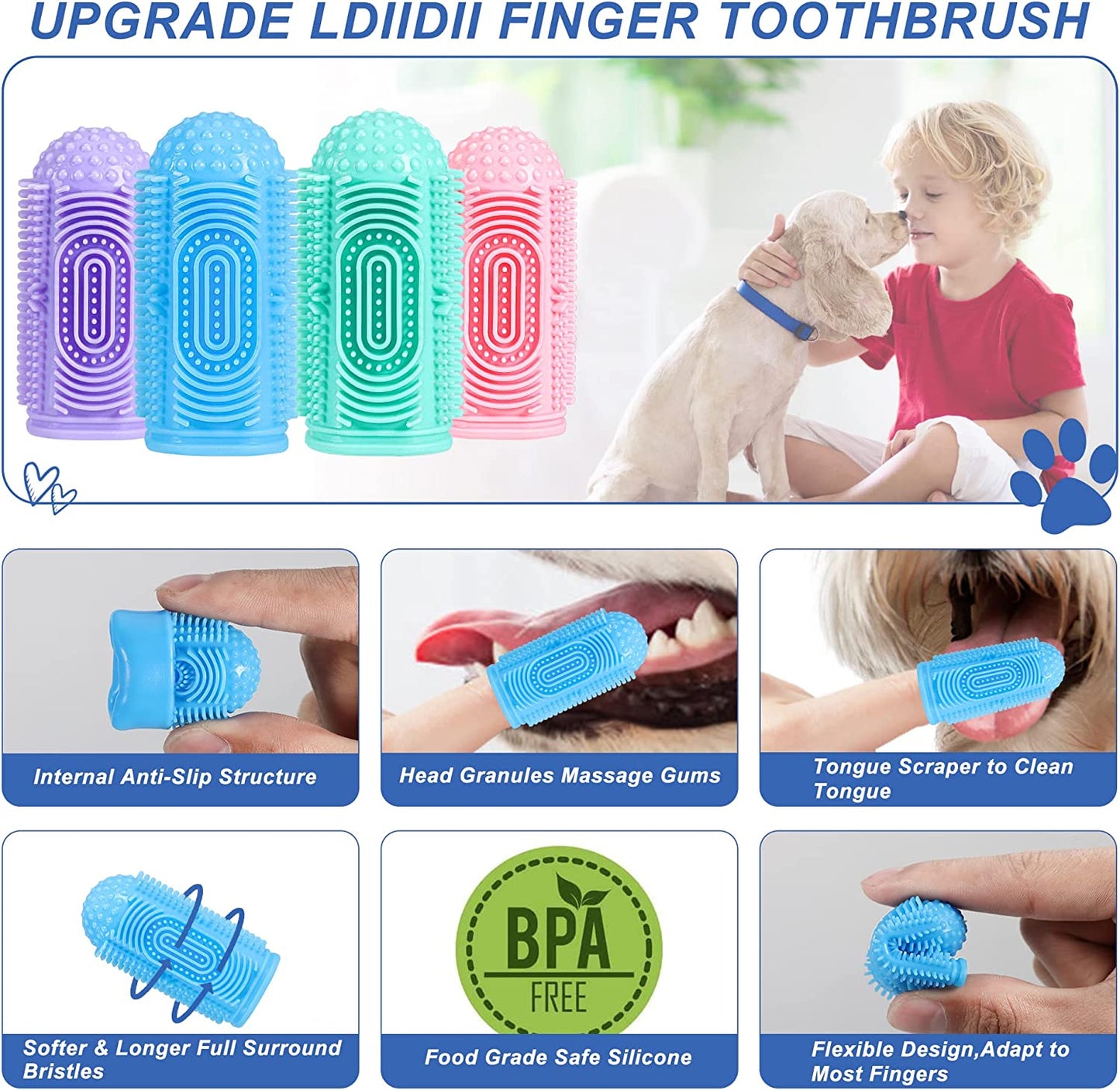 Dog Toothbrush 8 Pack Dog Tooth Brushing Kit Dogs Finger Toothbrush for Teeth Cleaning & Dental Care Cat Toothbrushs Doges Tooth Brush Puppy Toothbrushs Pet Toothbrushes Finger Brush
