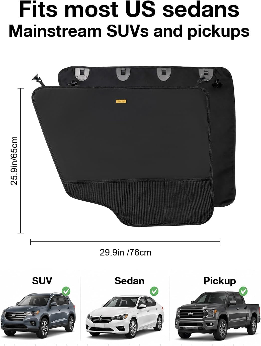 2 Packs Car Door Protector for Dogs, Waterproof Anti-Scratch Shield with Suction Cup (Black) (Black-A)