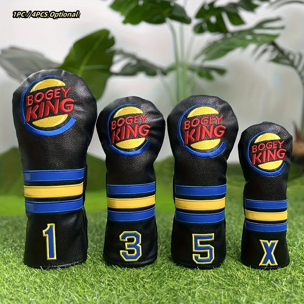 Blue King Series Golf Club Head Covers, Golf Accessories, Golf Supply, Durable PU Material, Dust-Proof Design, Ideal Gift for Golf Enthusiasts & Unisex Accessory, Golf Gear
