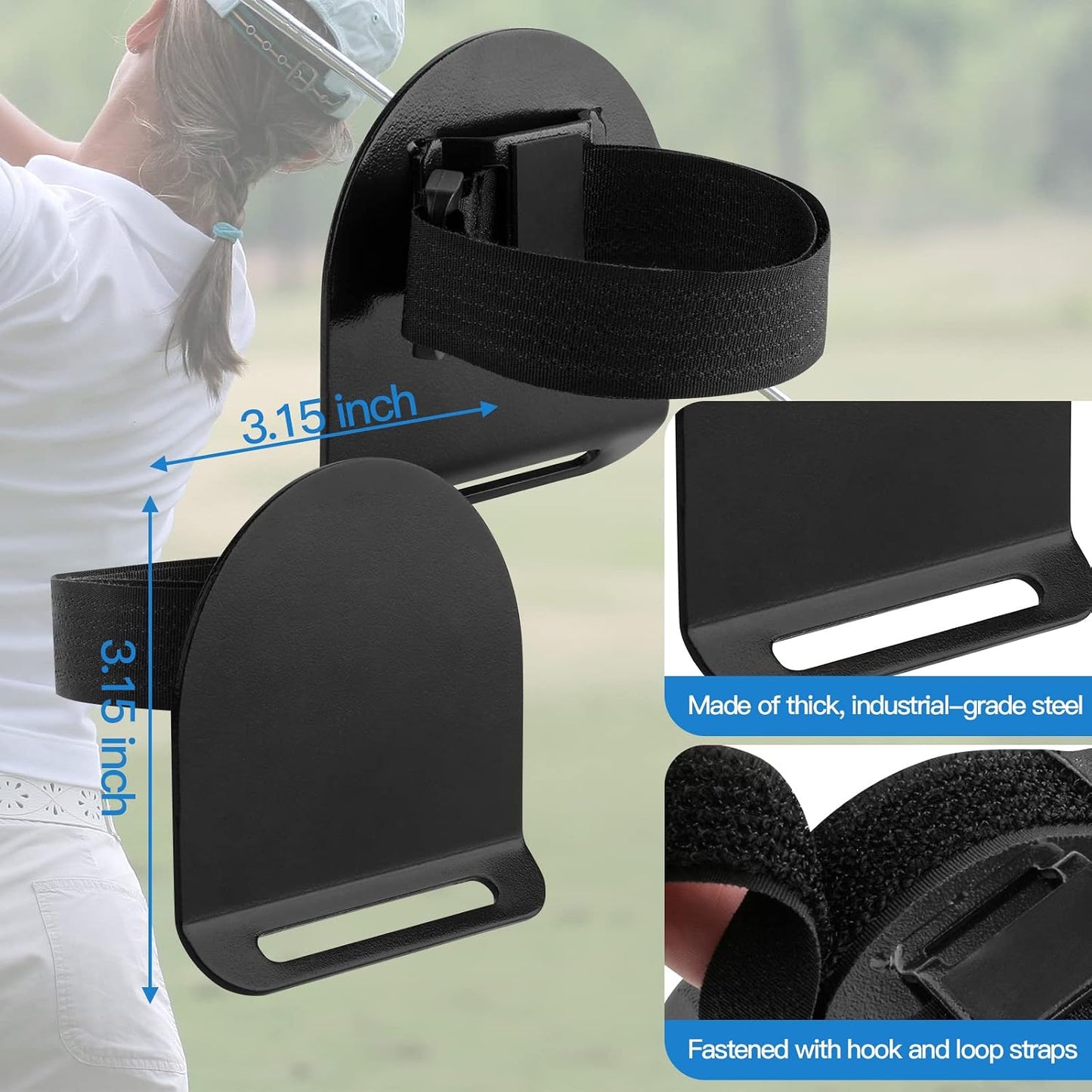 Golf Bag Metal Landing Pad for Magnetic Golf Accessories and Gears like Magnetic Rangefinder, Magnetic Golf Towels Strap Clip Golf Bag Accessories with Two Hook and Loop Straps