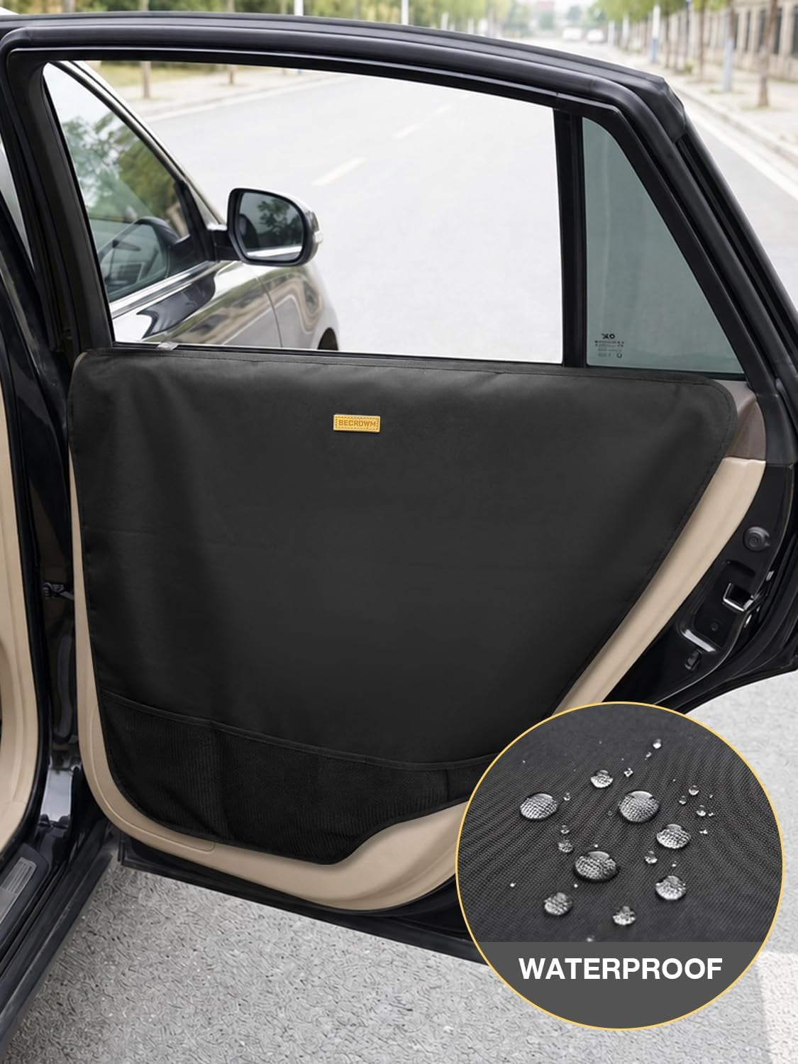 2 Packs Car Door Protector for Dogs, Waterproof Anti-Scratch Shield with Suction Cup (Black) (Black-A)