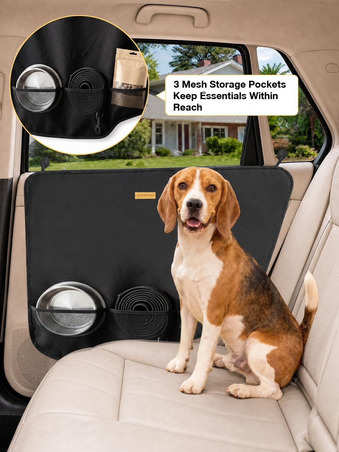 2 Packs Car Door Protector for Dogs, Waterproof Anti-Scratch Shield with Suction Cup (Black) (Black-A)