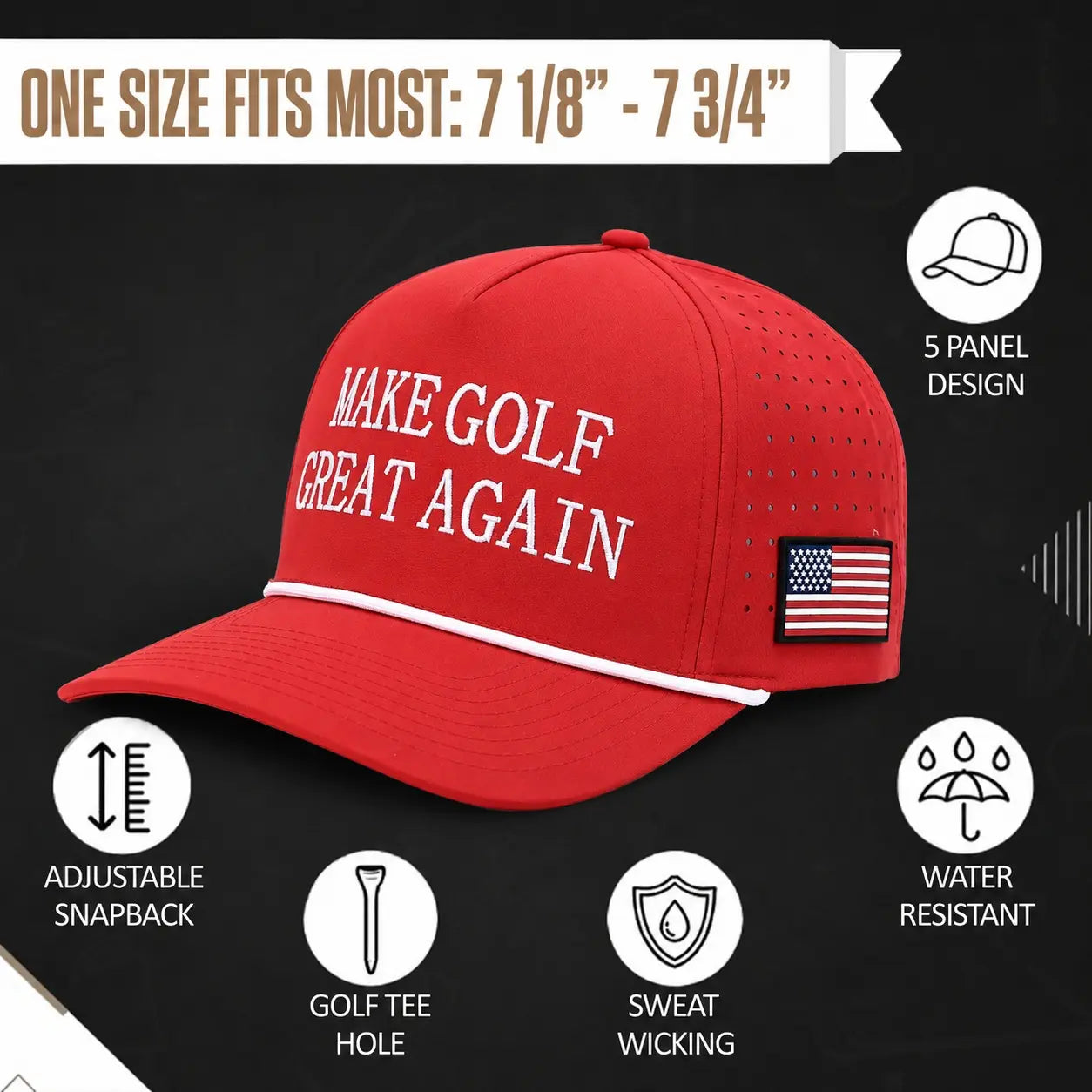 Curves & Clubs Make Golf Great Again Hat – Funny Patriotic Golf Hat for Men – MAGA Golf Hats Mens Golf Hats – Rope Hat Golf Gifts for Golfers