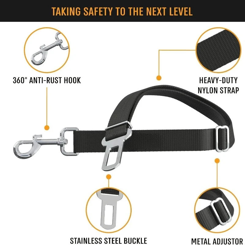 Dog Car Seat Belt — Adjustable Pet Safety Belt for Cars