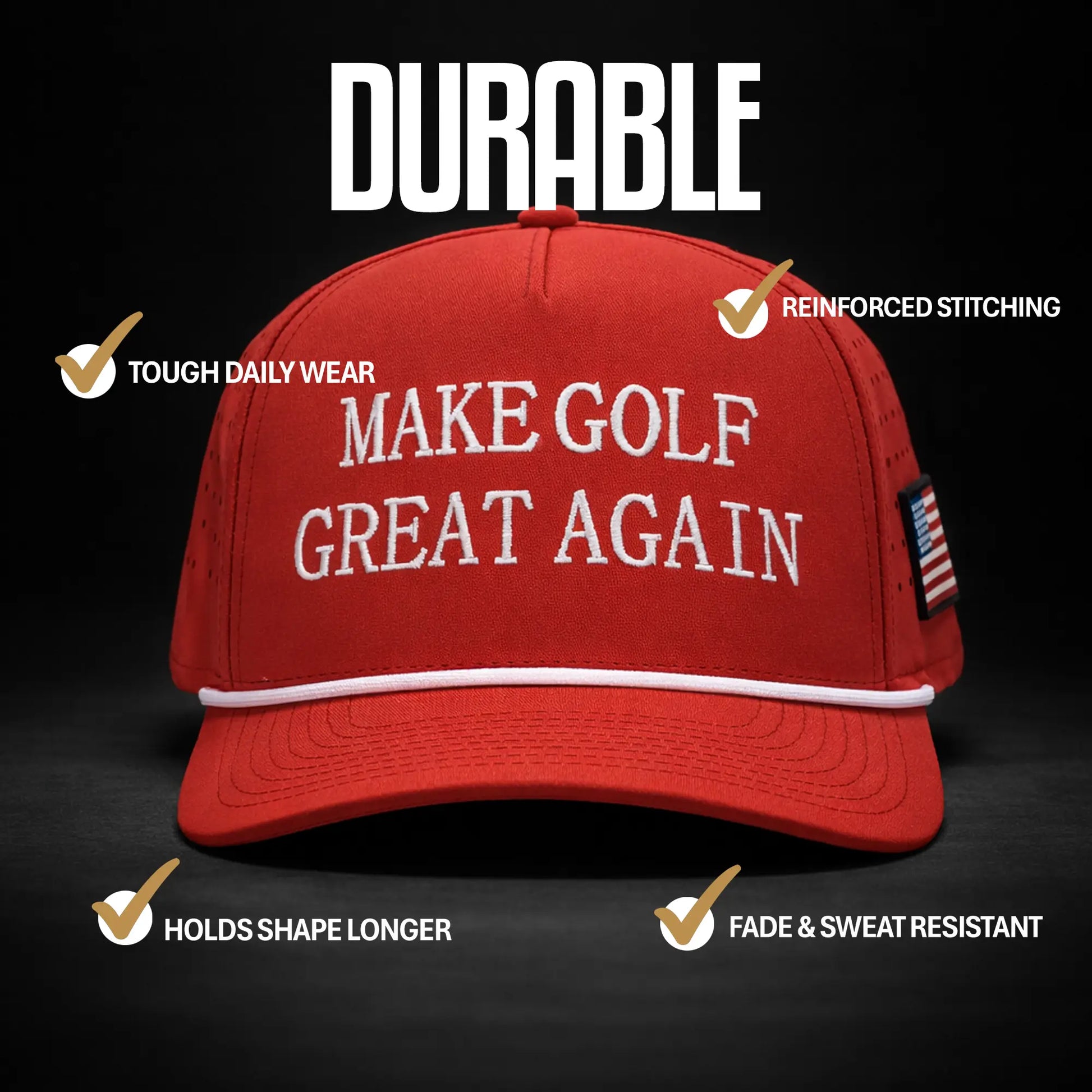 Curves & Clubs Make Golf Great Again Hat – Funny Patriotic Golf Hat for Men – MAGA Golf Hats Mens Golf Hats – Rope Hat Golf Gifts for Golfers
