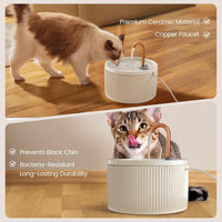 Ceramic Cat Water Fountain — Filtered Pet Drinking Fountain