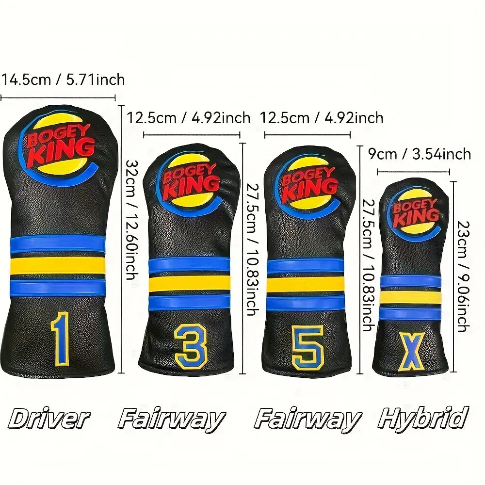 Blue King Series Golf Club Head Covers, Golf Accessories, Golf Supply, Durable PU Material, Dust-Proof Design, Ideal Gift for Golf Enthusiasts & Unisex Accessory, Golf Gear