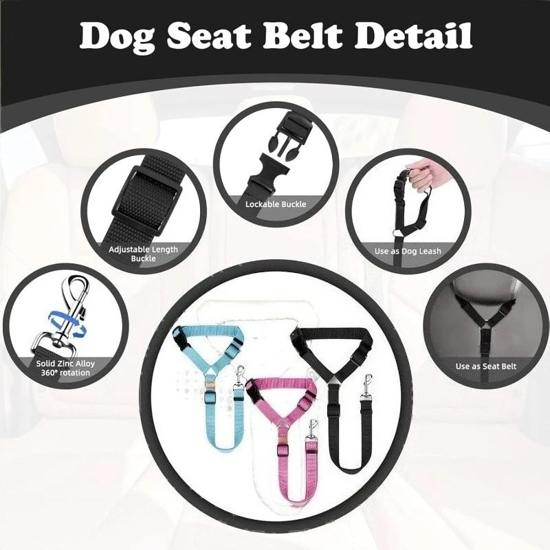 2-In-1 Dog Car Seat Belt & Leash — Pet Safety Belt