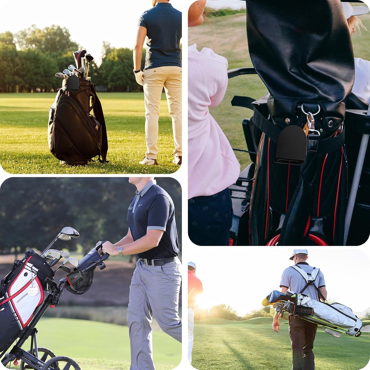 Golf Bag Metal Landing Pad for Magnetic Golf Accessories and Gears like Magnetic Rangefinder, Magnetic Golf Towels Strap Clip Golf Bag Accessories with Two Hook and Loop Straps