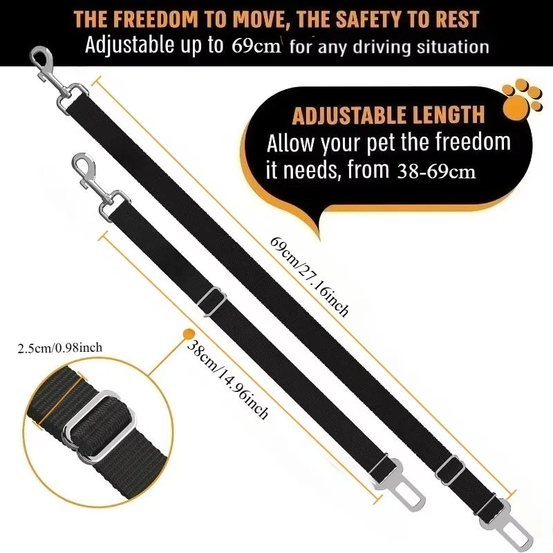 Dog Car Seat Belt — Adjustable Pet Safety Belt for Cars