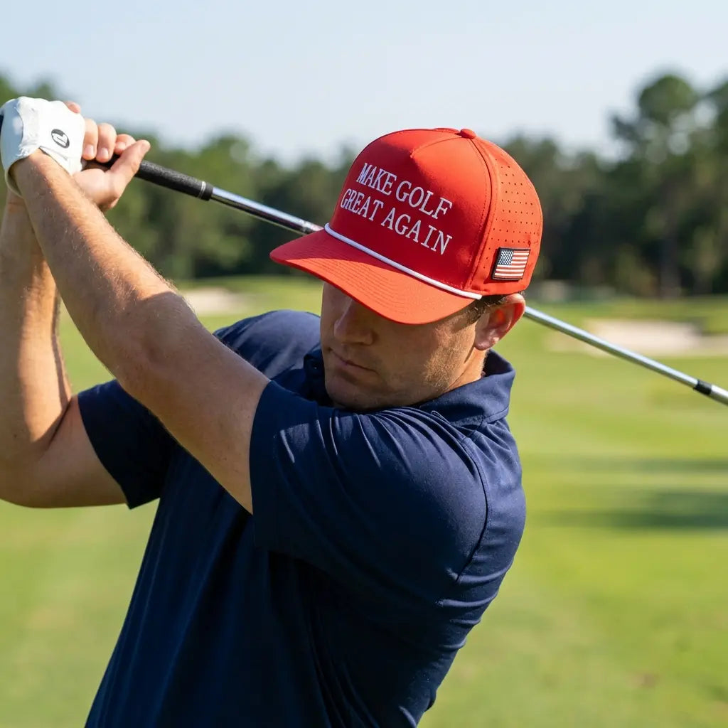 Curves & Clubs Make Golf Great Again Hat – Funny Patriotic Golf Hat for Men – MAGA Golf Hats Mens Golf Hats – Rope Hat Golf Gifts for Golfers