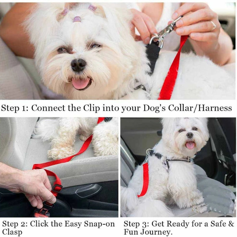 Dog Car Seat Belt — Adjustable Pet Safety Belt for Cars
