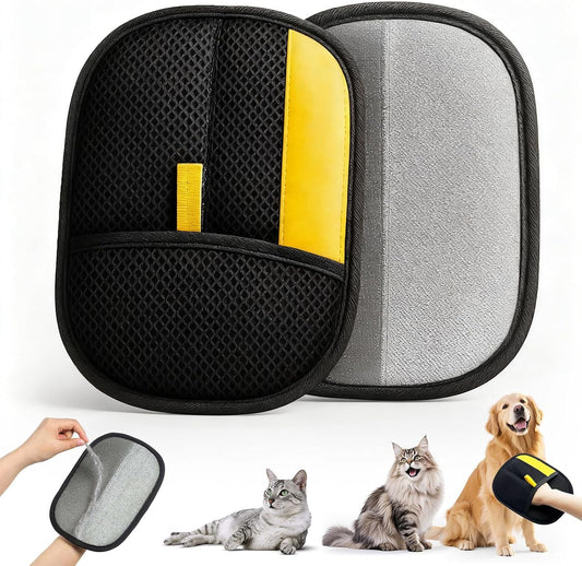 Pet Hair Remover Gloves — Anti-Static Dog & Cat Grooming Gloves, 2-Pack