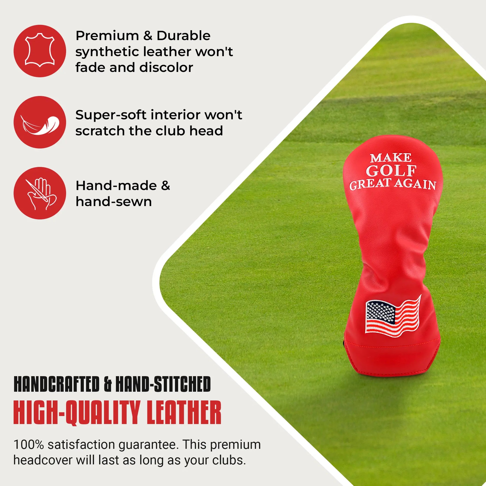 Make Golf Great Again Headcover – Curves and Clubs Funny Golf Club Cover – Trump Golf Head Cover – Trump Driver Headcover – Golf Club Covers – Donald Trump Golf Club Head Covers – Trump Golf Club Head Covers – Trump Head Cover